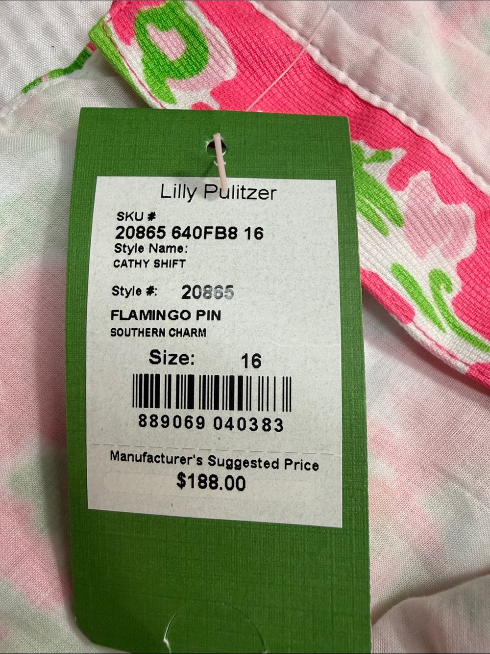 NWT Lilly Pulitzer Cathy Shift Flamingo Pink Southern Charm Floral Dress Size 16 - Picture 3 of 13